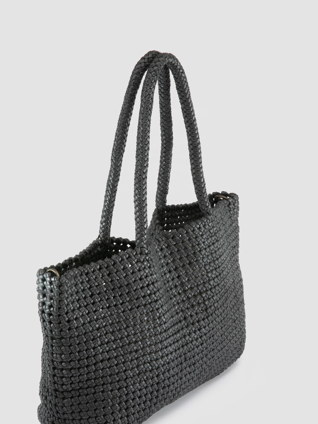 SUSAN 010 - Black Woven Leather Shoulder Bag