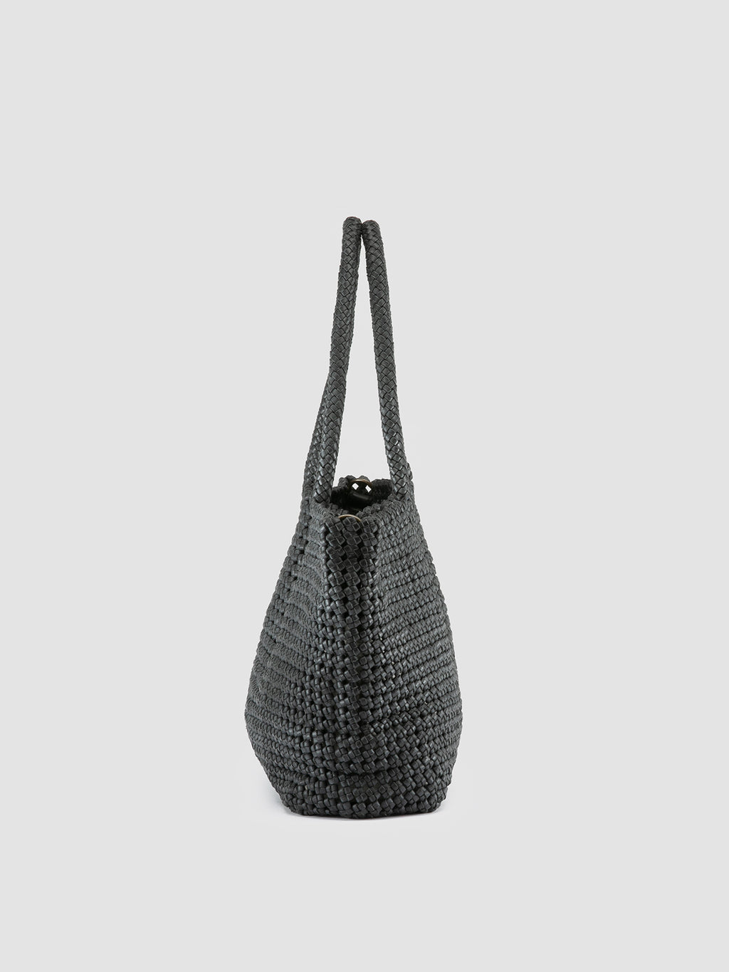 SUSAN 010 - Black Woven Leather Shoulder Bag