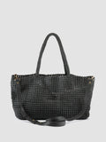SUSAN 010 - Black Woven Leather Shoulder Bag