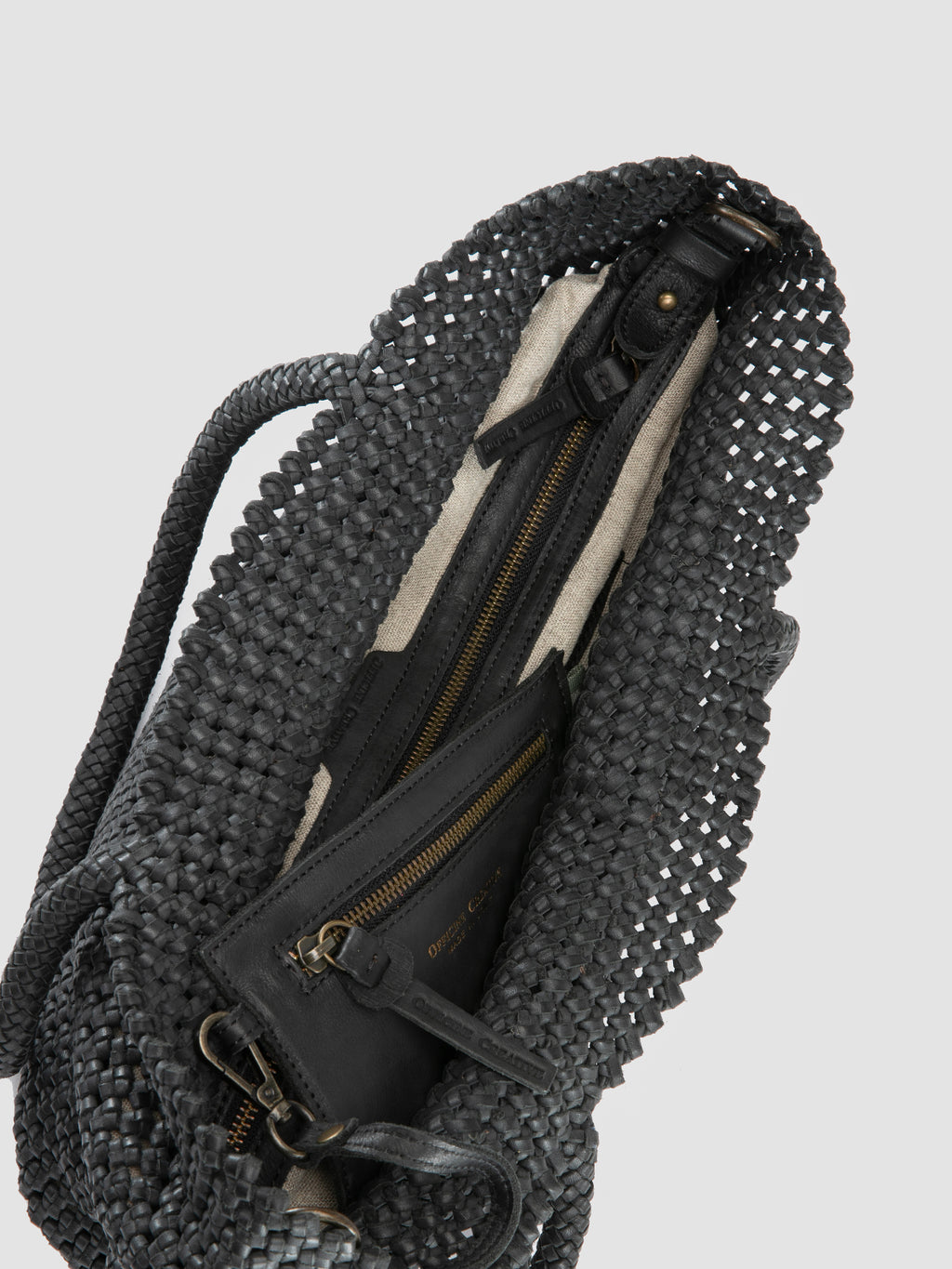 SUSAN 010 - Black Woven Leather Shoulder Bag