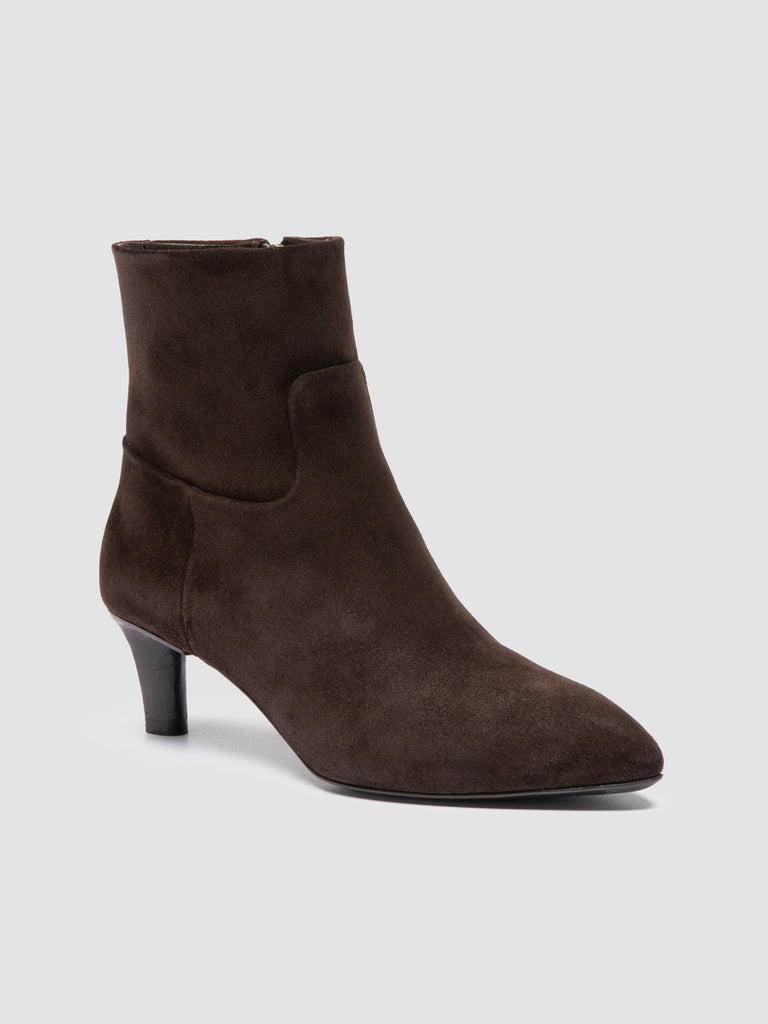 SUZY 005 - Stivali con Zip in Pelle Scamosciata Marrone