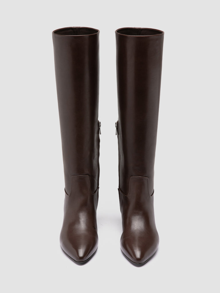 SUZY 006 - Brown Leather Zipped Boots