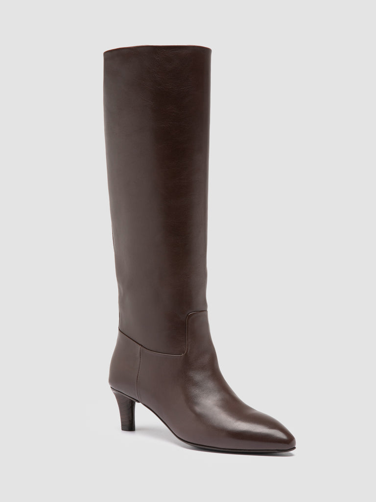 SUZY 006 - Brown Leather Zipped Boots