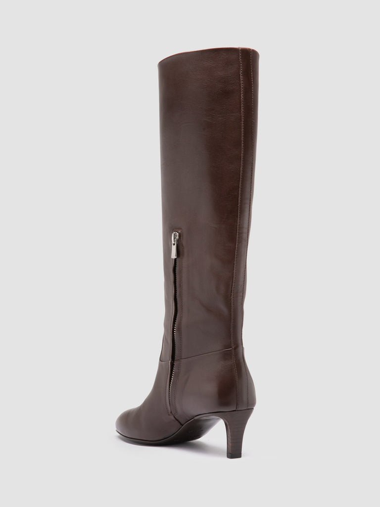 SUZY 006 - Brown Leather Zipped Boots