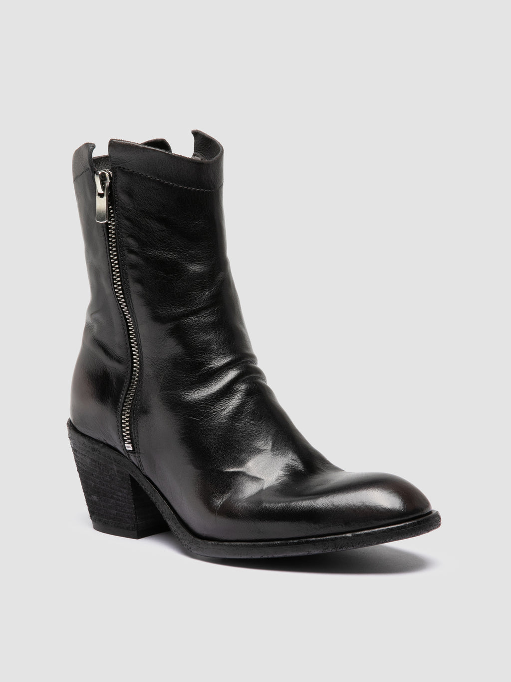 SYDNE 018 - Stivali con Zip in Pelle Nera