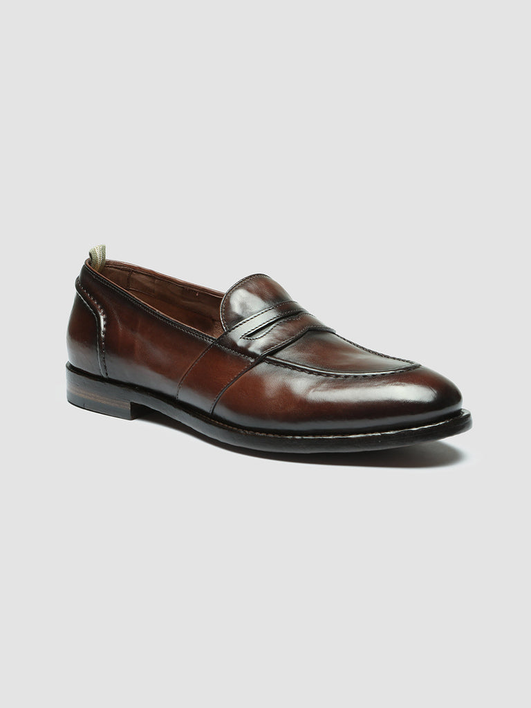 TEMPLE 016 - Burgundy Leather Penny Loafers