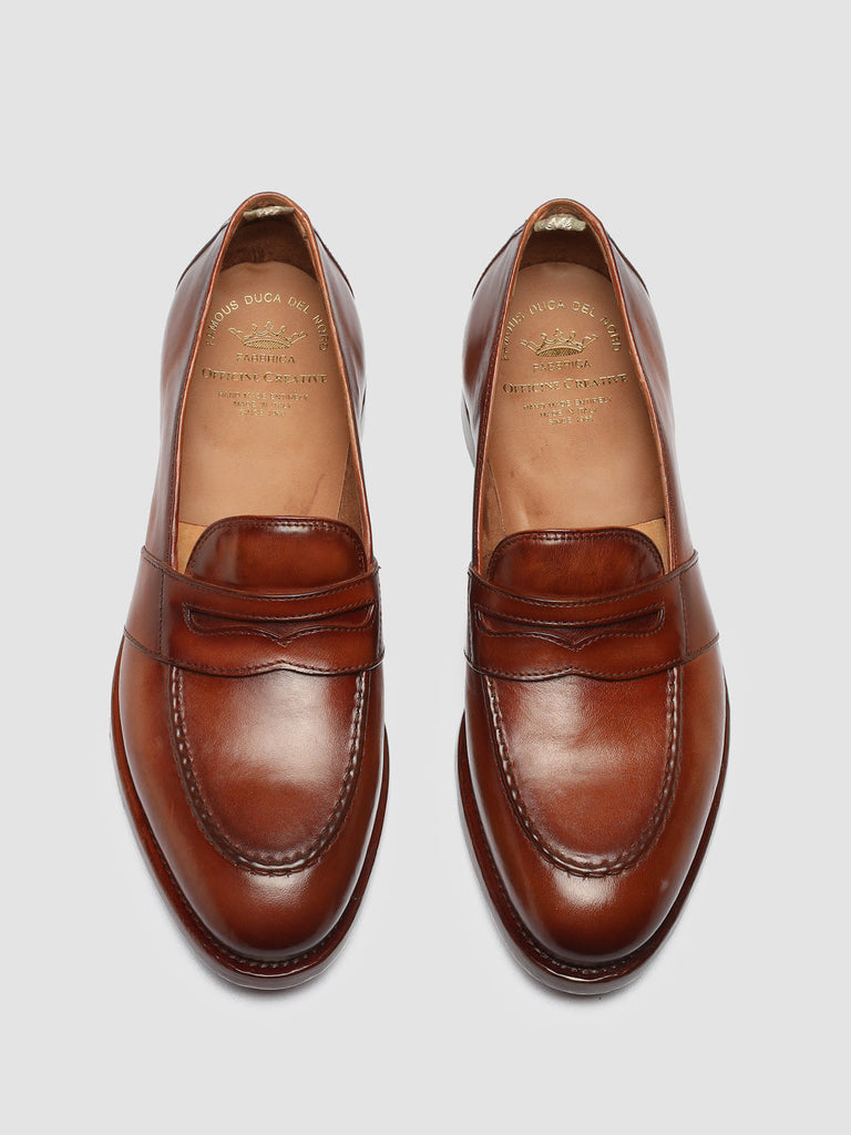 TEMPLE 016 - Brown Leather Penny Loafers