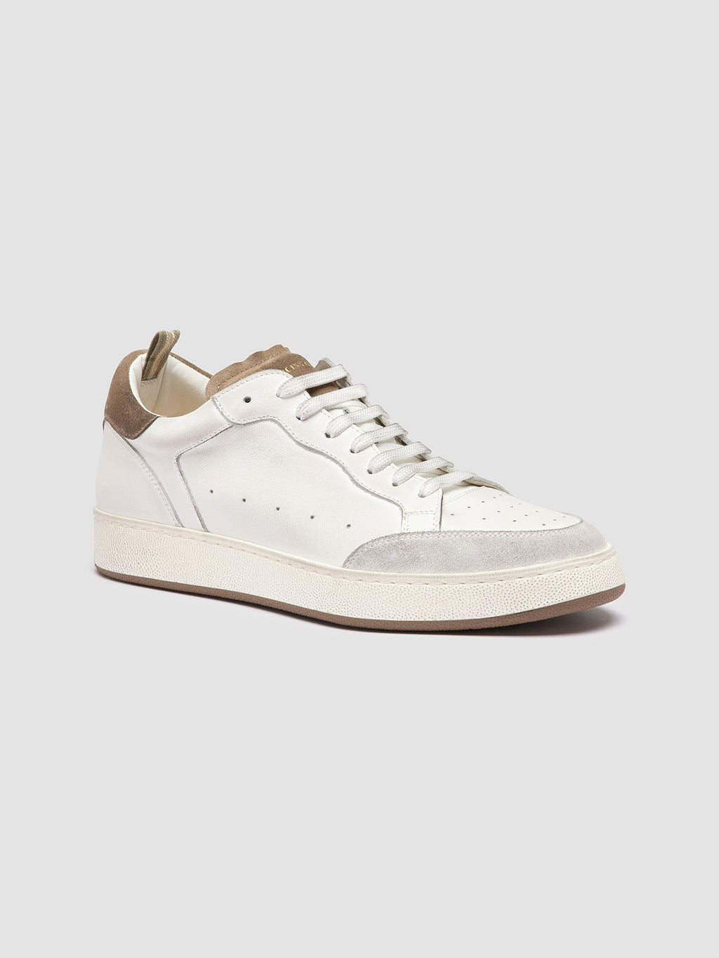 THE ANSWER 001 - Sneaker in Pelle e Pelle Scamosciata Bianca - image 3,side view