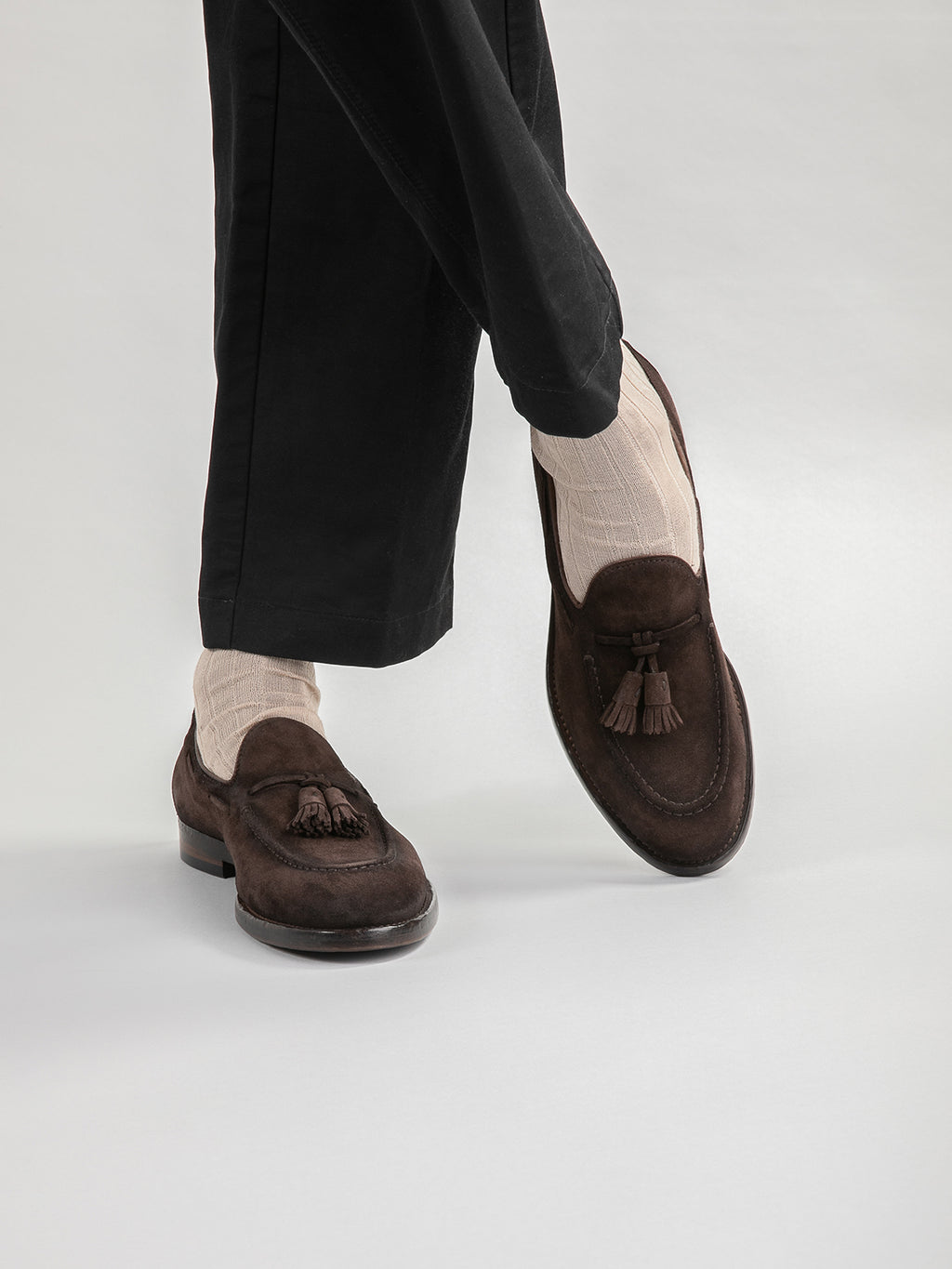 TULANE 001 - Brown Suede Tassel Loafers Men Officine Creative - 2