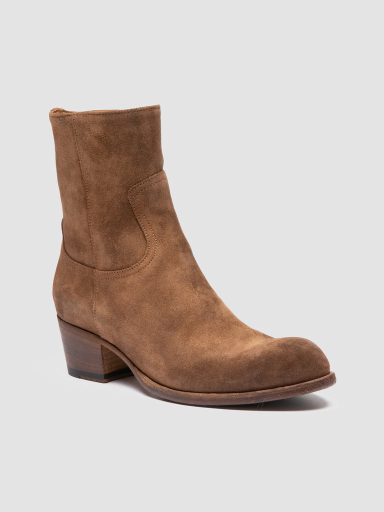 WADE 003 - Stivali con Zip in Pelle Scamosciata Marrone