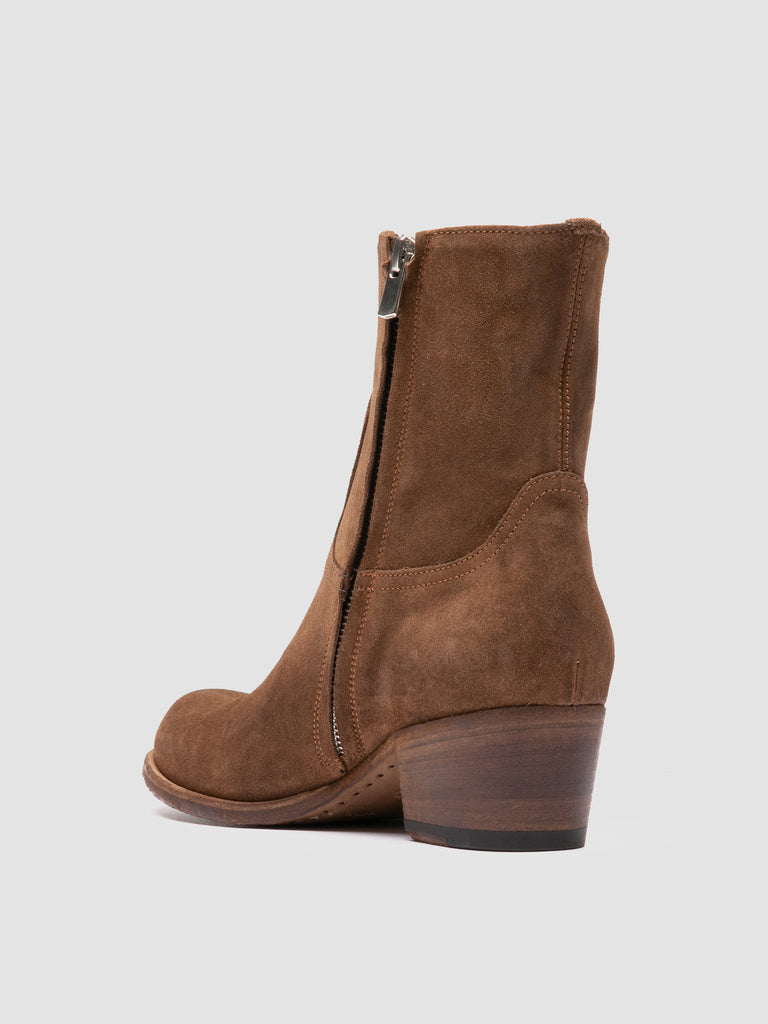 WADE 003 - Stivali con Zip in Pelle Scamosciata Marrone