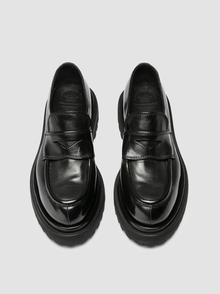 WISAL DD 101 - Black Leather Penny Loafers