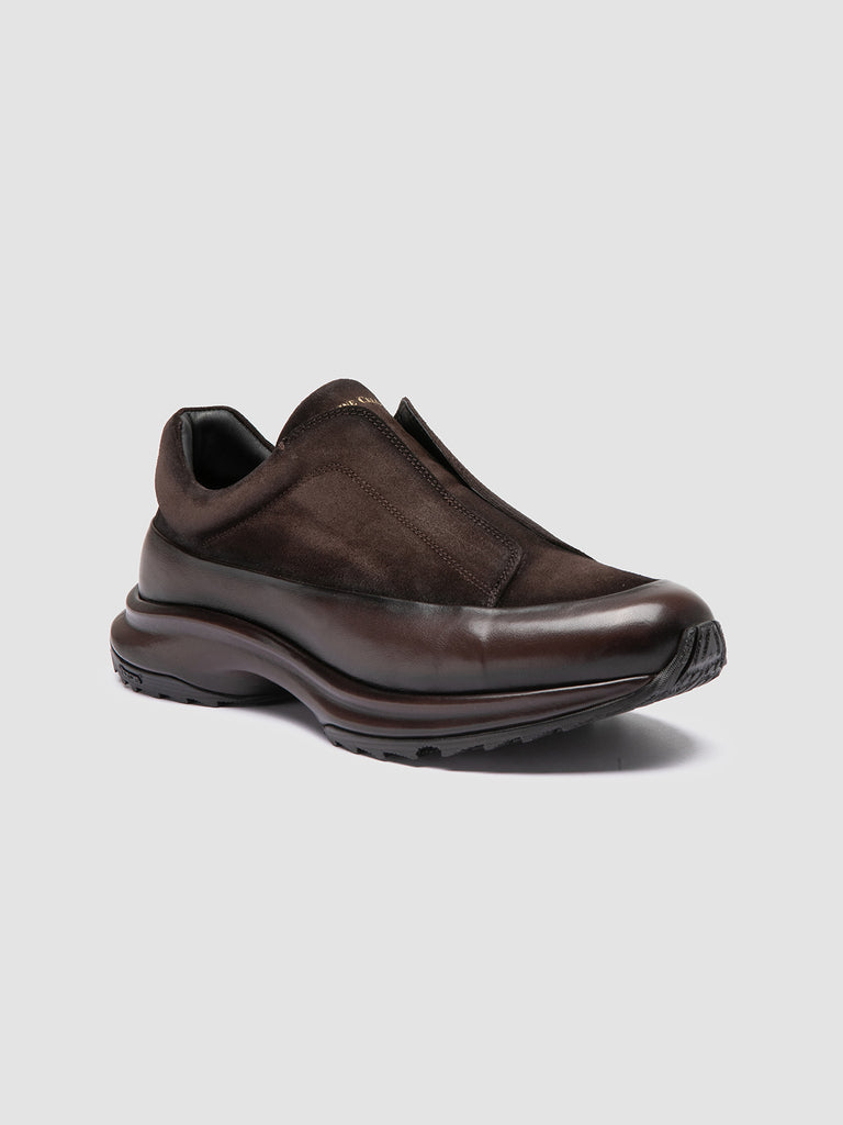 ZODIAC 001 - Sneaker Basse in Camoscio e Pelle Marrone