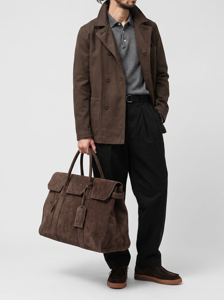 BOSTONIAN 001 - Borsa Weekender in Pelle Scamosciata Marrone