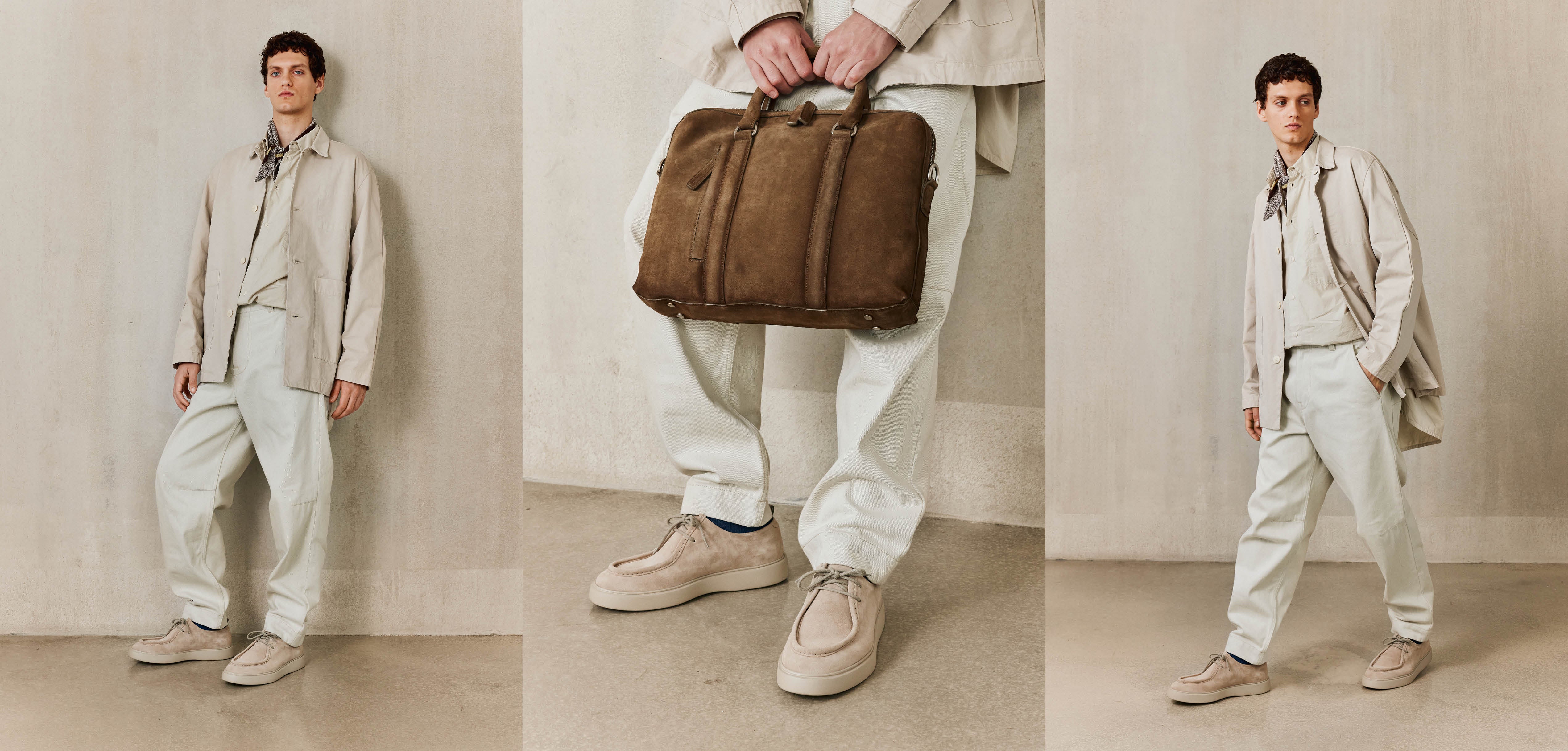 Officine Creative - Men's brown suede briefcase
