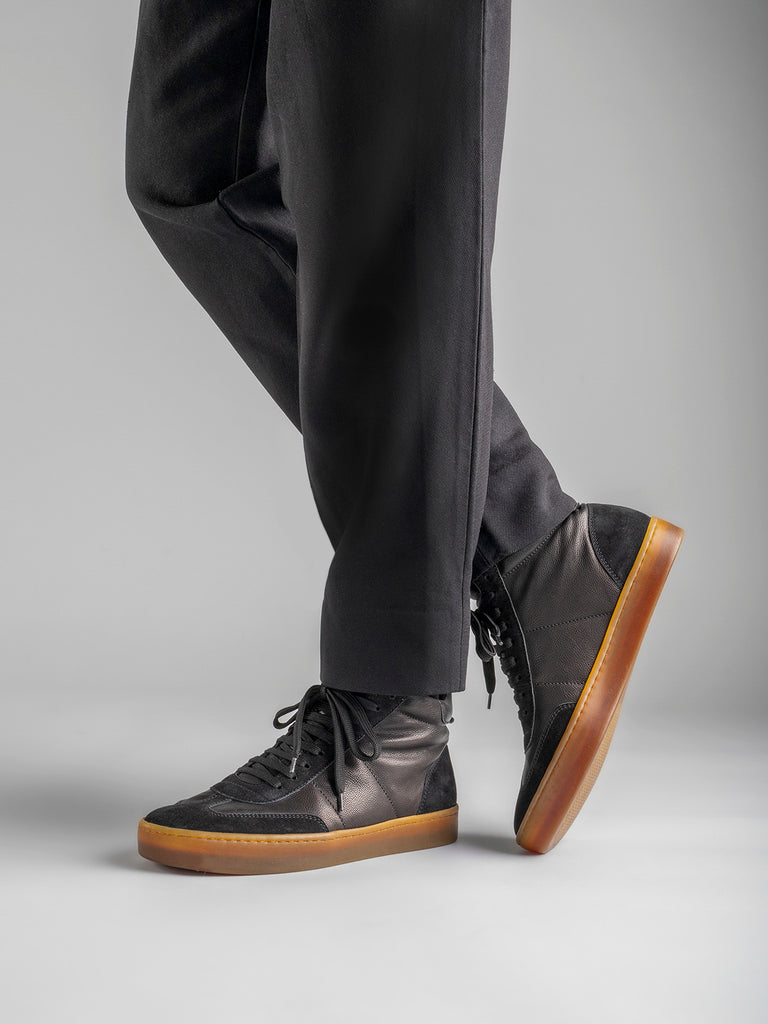 KOMBINED 002 - Black Leather Sneakers Latex Sole Men Officine Creative - 6