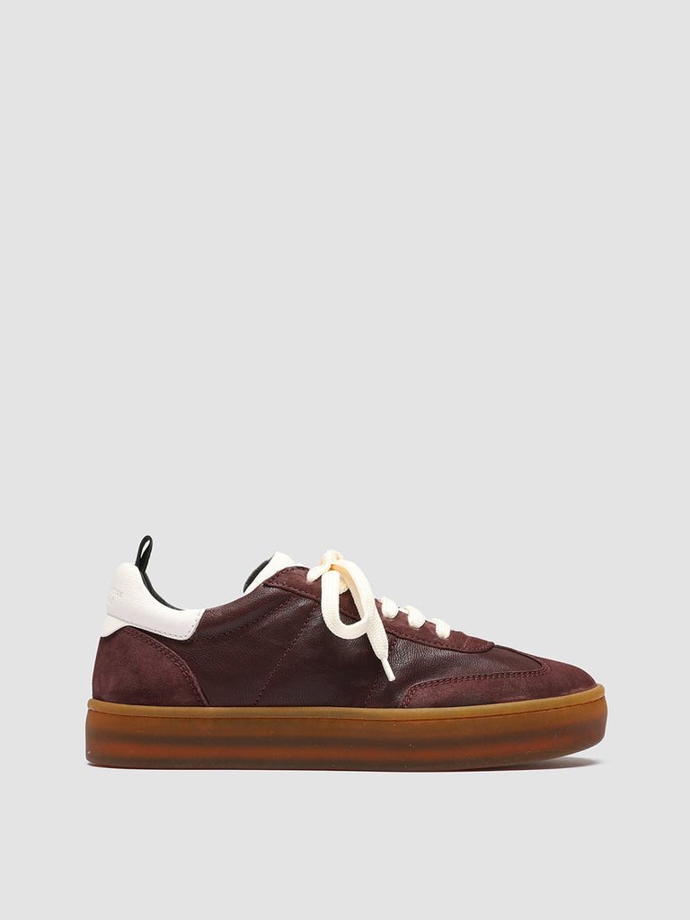 KOMBINED 101 - Burgundy Latex Sole Leather Sneakers