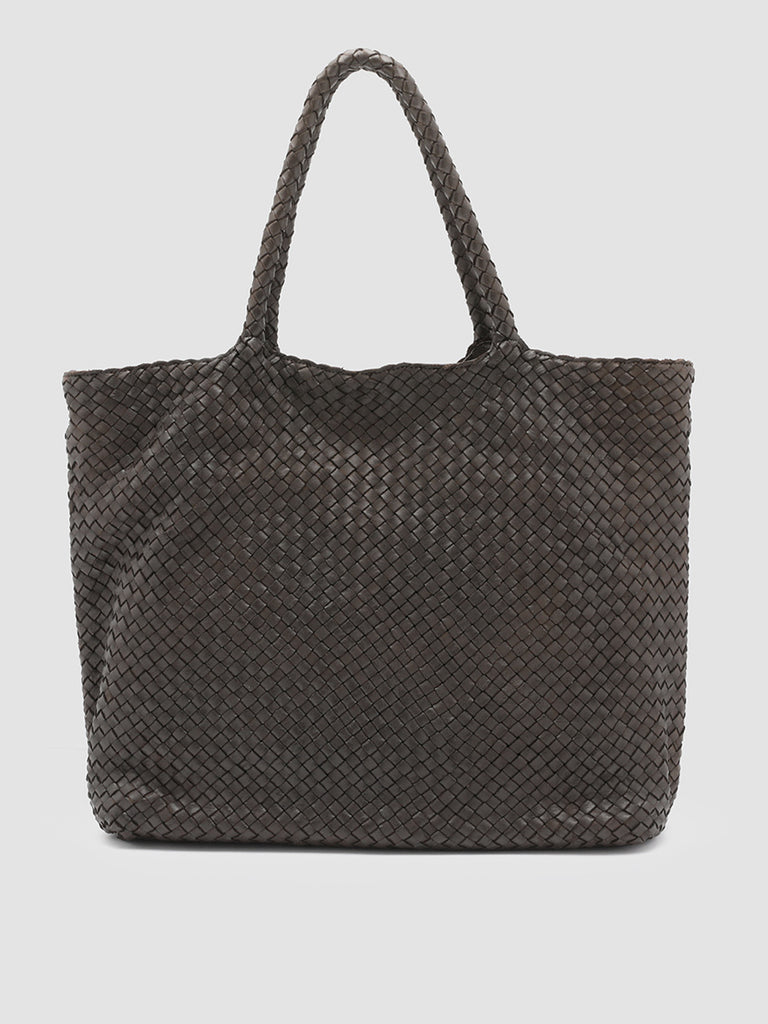 OC CLASS 35 - Brown Woven Leather Tote Bag