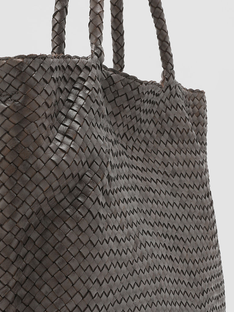 OC CLASS 35 - Brown Woven Leather Tote Bag