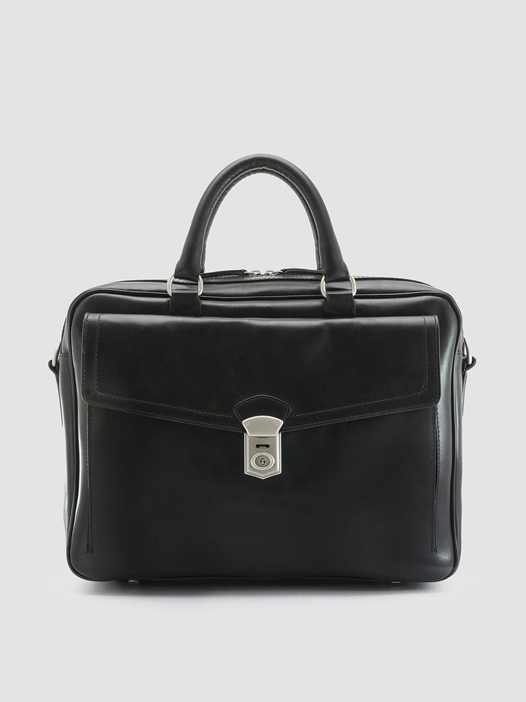 QUENTIN 03 - Black Leather Briefcase  Officine Creative - 1