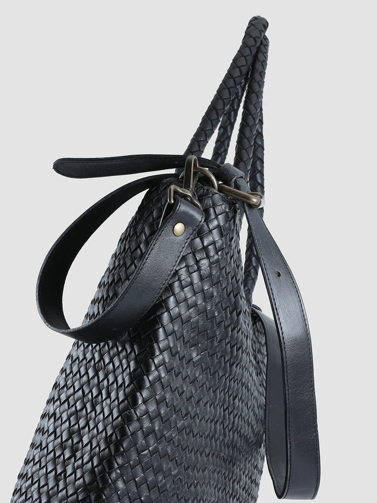 OC CLASS 35 Woven - Black Leather Tote Bag