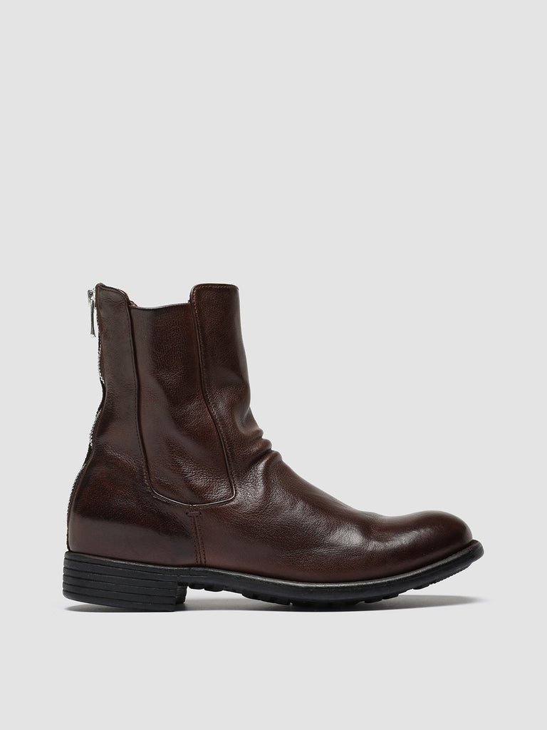 CALIXTE 049 - Brown Leather Zip Boots