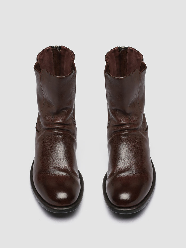 CALIXTE 049 - Brown Leather Zip Boots