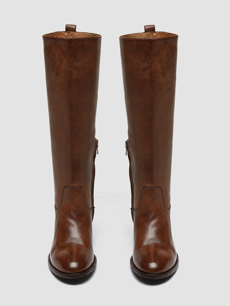 DENNER 116 - Brown Leather Zip Boots women Officine Creative - 2