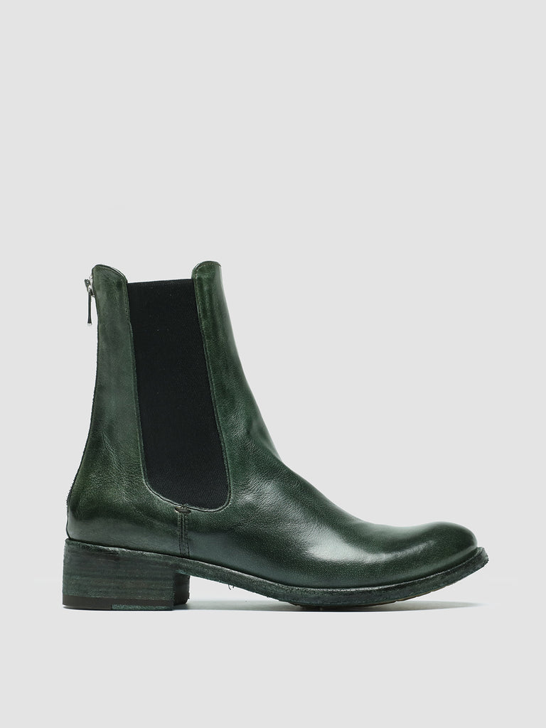 LISON 017 - Green Leather Chelsea Boots