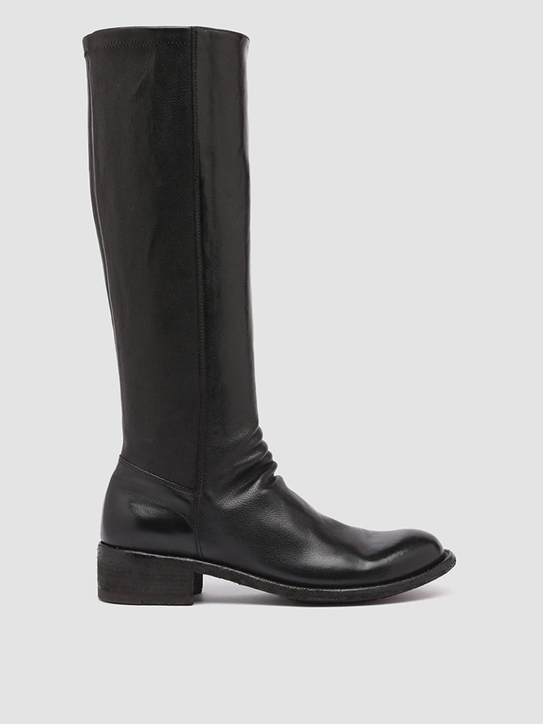 LISON 035 - Black Stretch Leather Boots