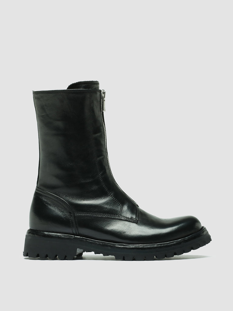 LORAINE 015 - Black Leather Zip Boots
