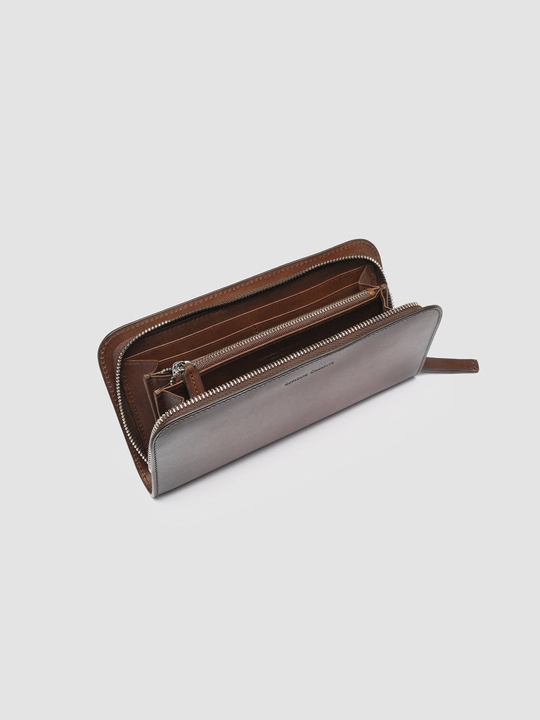 BERGE’ 01 - Brown Zip Around Leather Wallet