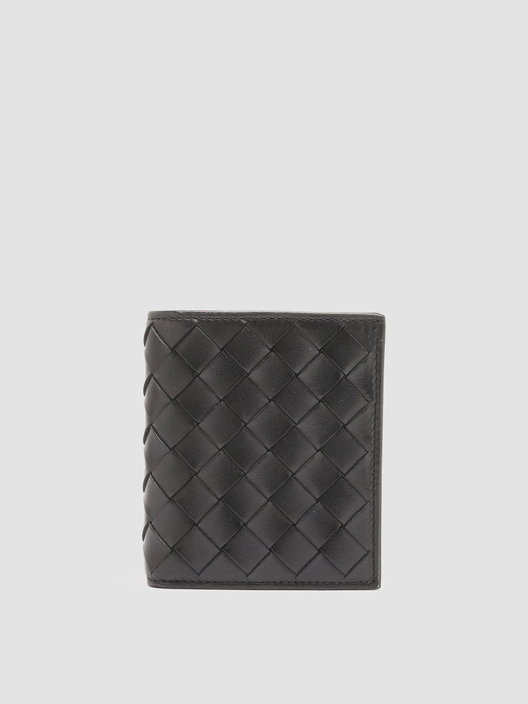 POCHE 111 - Black Woven Leather Bifold Wallet