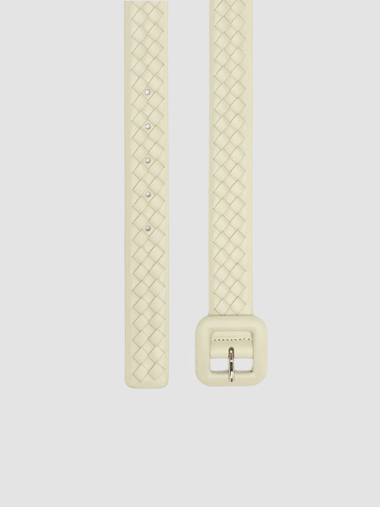 OC STRIP 060 - Cintura in Pelle Intrecciata Bianca