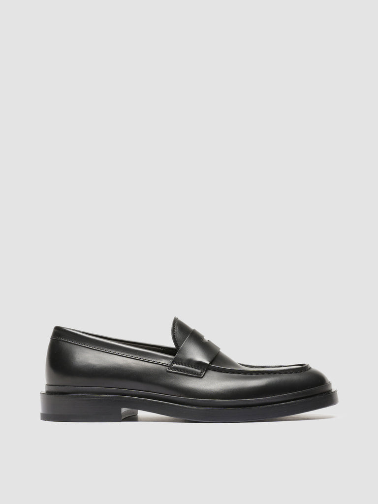 CONCRETE 009 - Black Leather Penny Loafers
