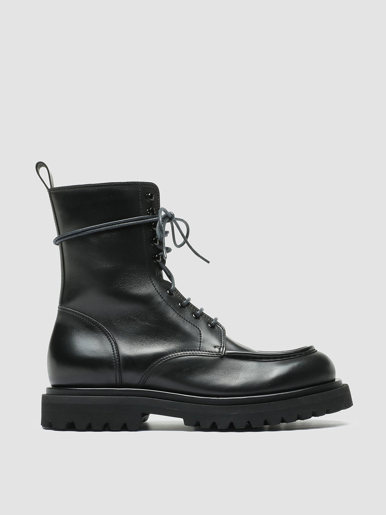 EVENTUAL 019 - Black Leather Lace Up Boots