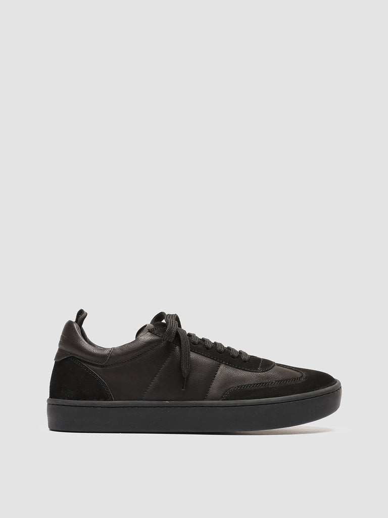 KOMBINED 001 - Black Leather and Suede Low Top Sneakers