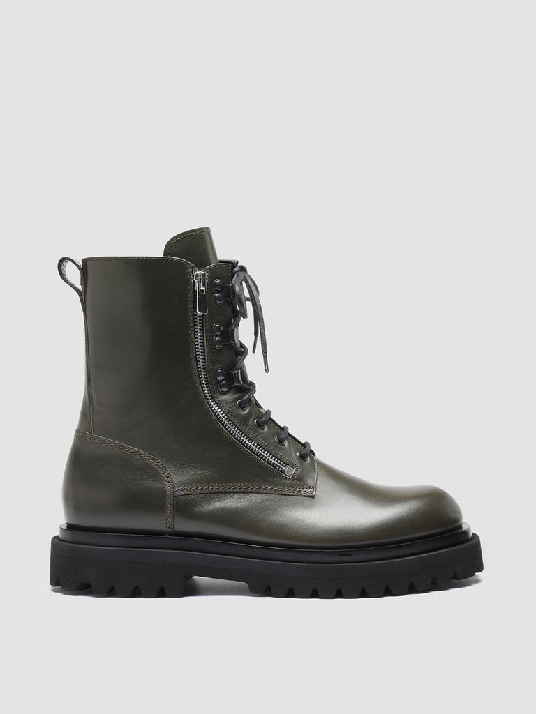 ULTIMATE 003 - Green Leather Combat Boots Men Officine Creative - 1