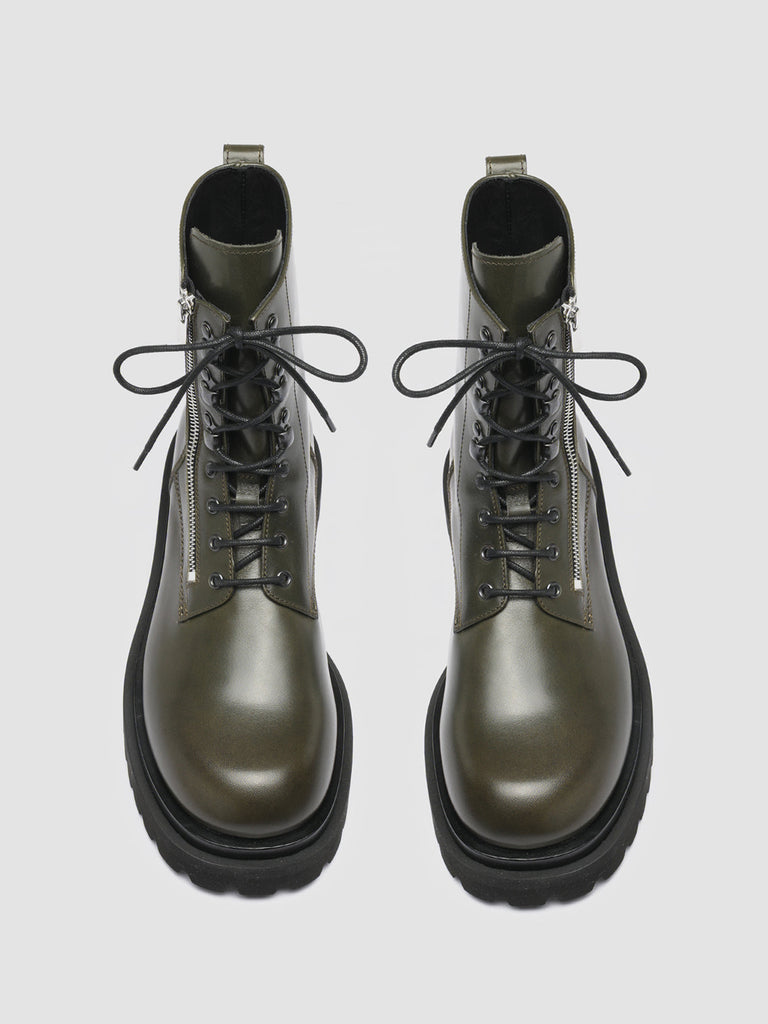 ULTIMATE 003 - Green Leather Combat Boots Men Officine Creative - 2
