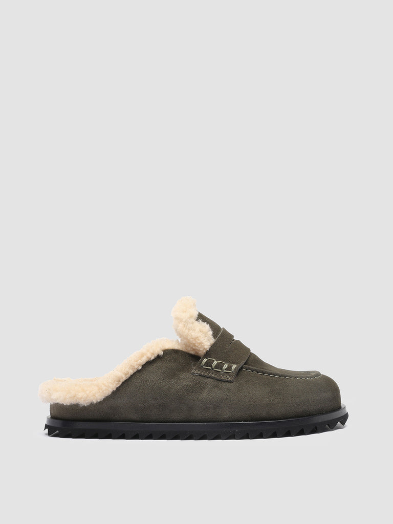 PELAGIE D’HIVER 007 - Green Suede and Shearling Mules Women Officine Creative - 1
