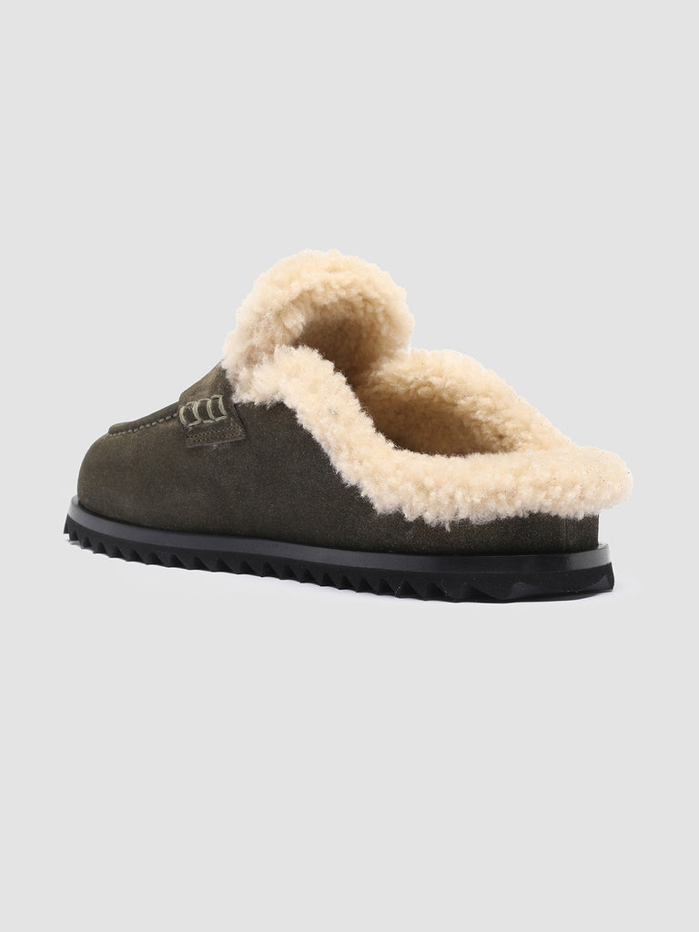 PELAGIE D’HIVER 007 - Green Suede and Shearling Mules Women Officine Creative - 4