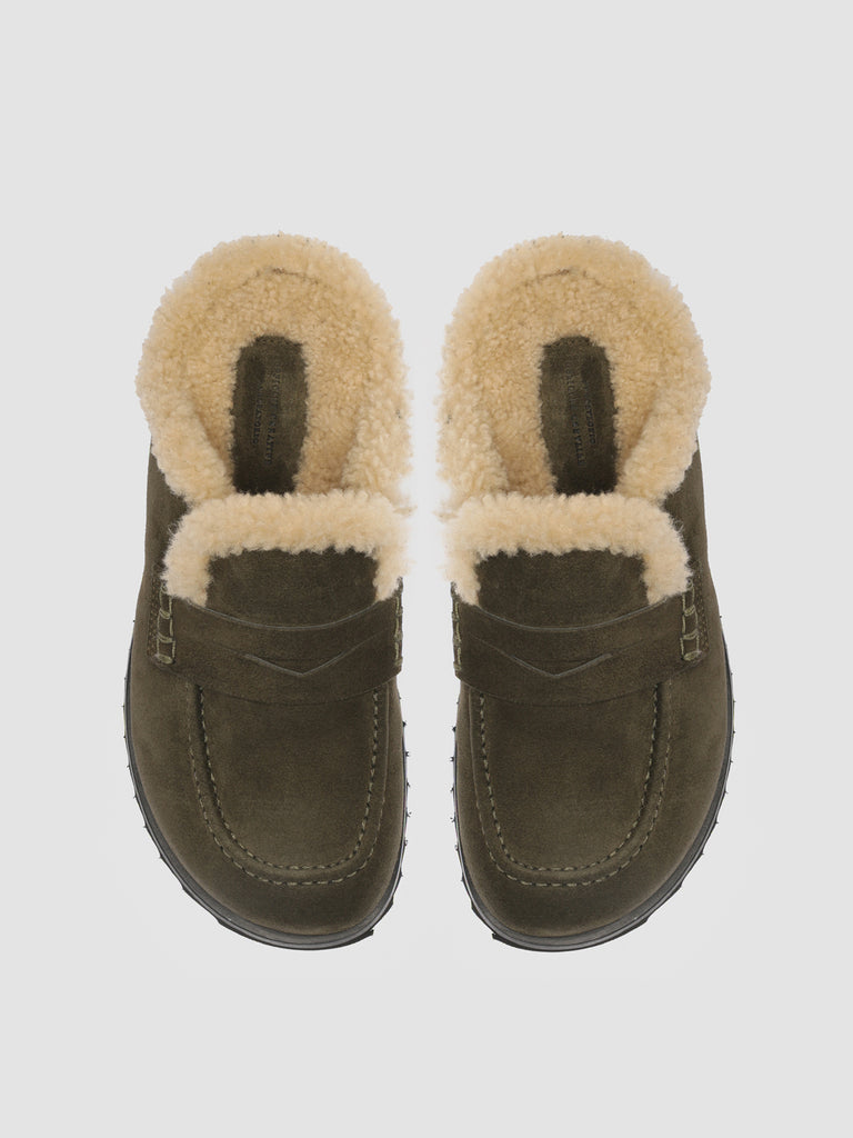 PELAGIE D’HIVER 007 - Green Suede and Shearling Mules Women Officine Creative - 2