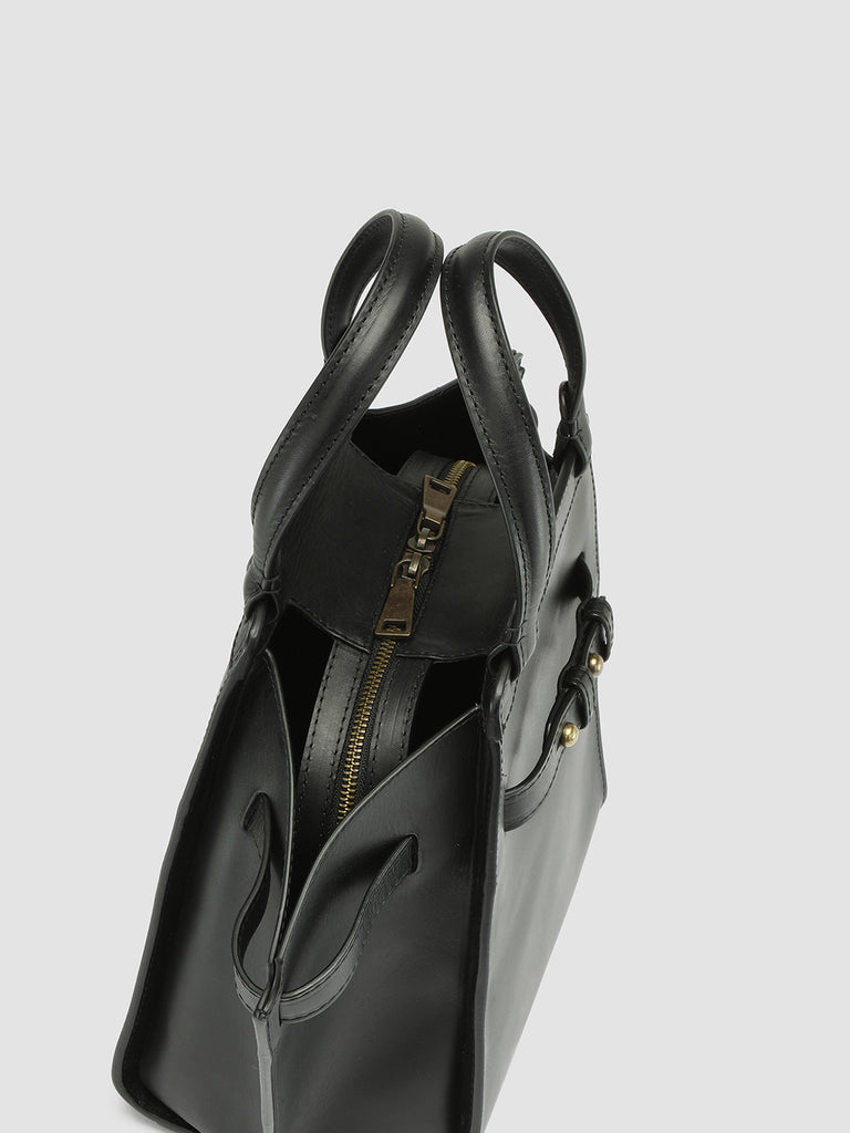 SADDLE 07 - Black Leather Tote Bag