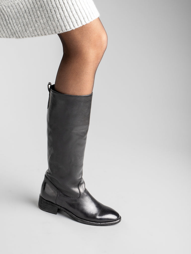 SELINE 013 - Black Zipped Leather Boots Women Officine Creative - 6