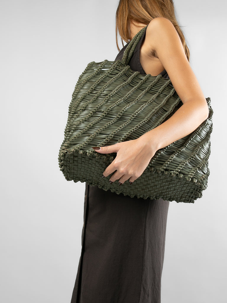 SUSAN 02 Spiral - Green Leather Tote Bag  Officine Creative - 7