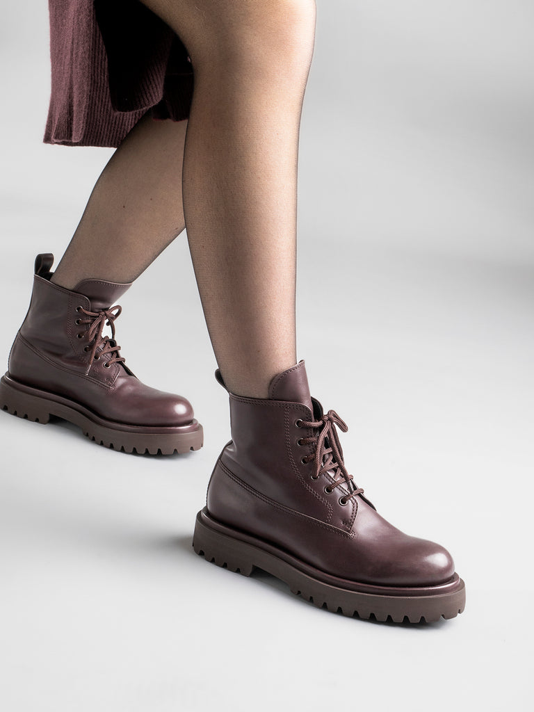 WISAL 021 - Burgundy Leather Ankle Boots Women Officine Creative - 6